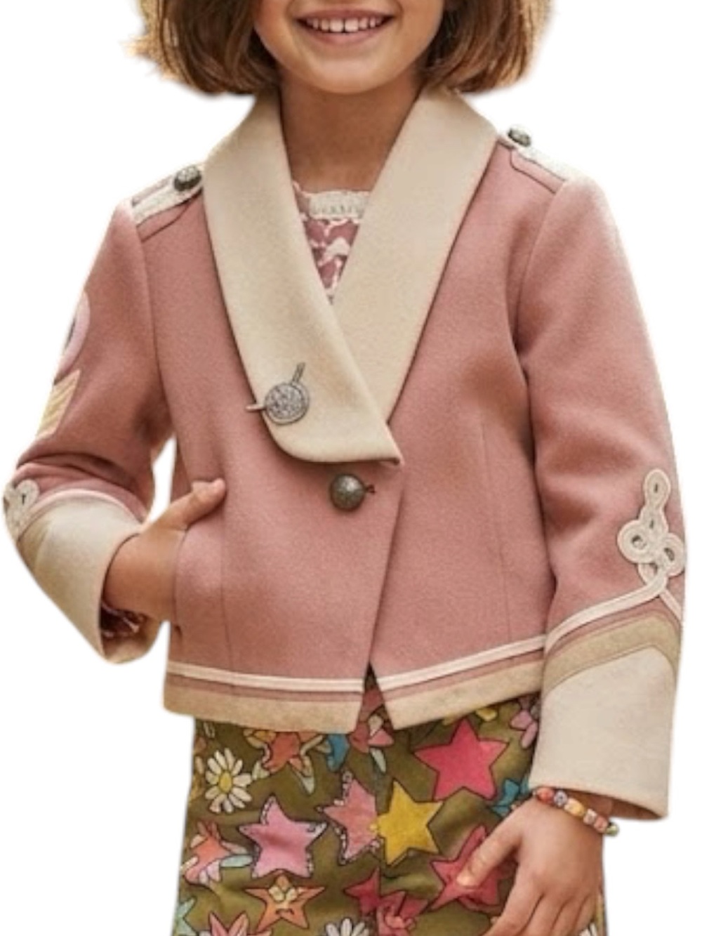STELLA MCCARTNEY KIDS Pink Beige Wool Military Lee Jacket Coat Girls Size 6Y Y2K